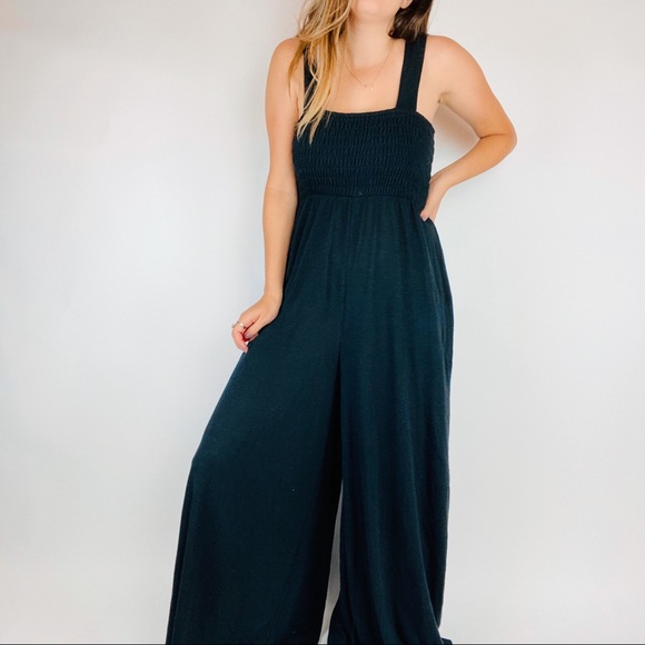 Free People Pants - Free People black sinched wide leg jumpsuit